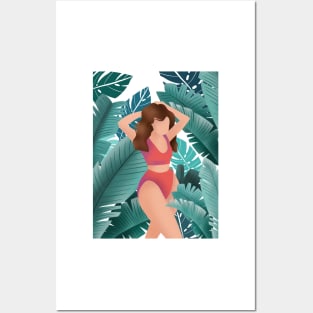 Plant Lady Summer, Beach and Palm Leaves 2 Posters and Art
